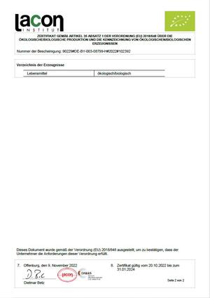 Bio Zertifikat 2022
